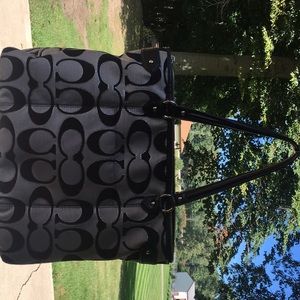 PRE-owned AUTHENTIC COACH BLUE AND SILVER HANDBAG